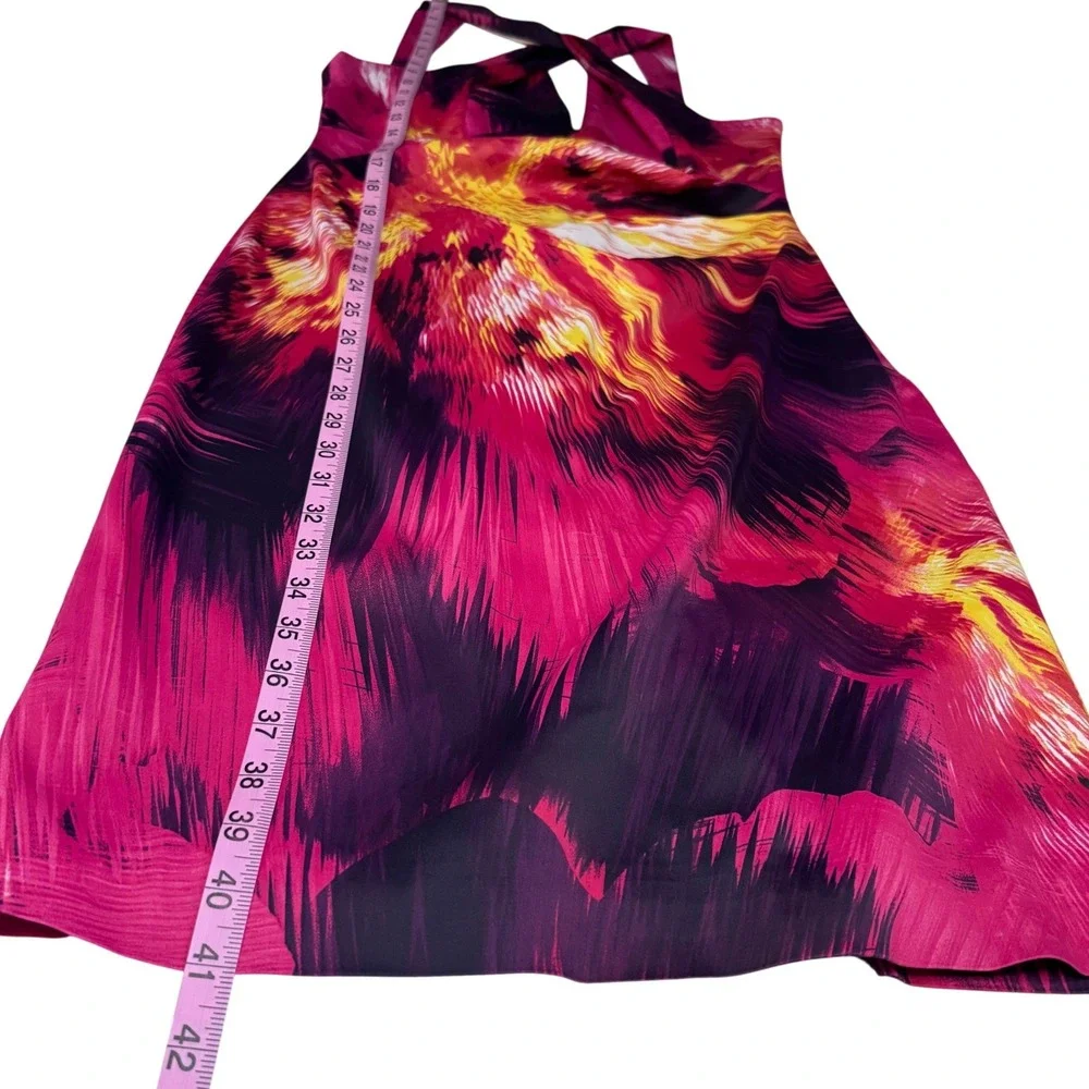 Karen Millen Women's Abstract Print Crisscross‎ Halter Neck Sheath Dress Size 10